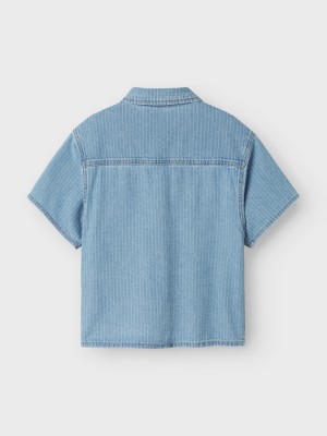 NAME IT KIDS NKMFELIX SS DNM SHIRT 3950-KY H Light Blue Denim/STRIPES | Freewear NKMFELIX SS DNM SHIRT 3950-KY H - www.freewear.nl - Freewear