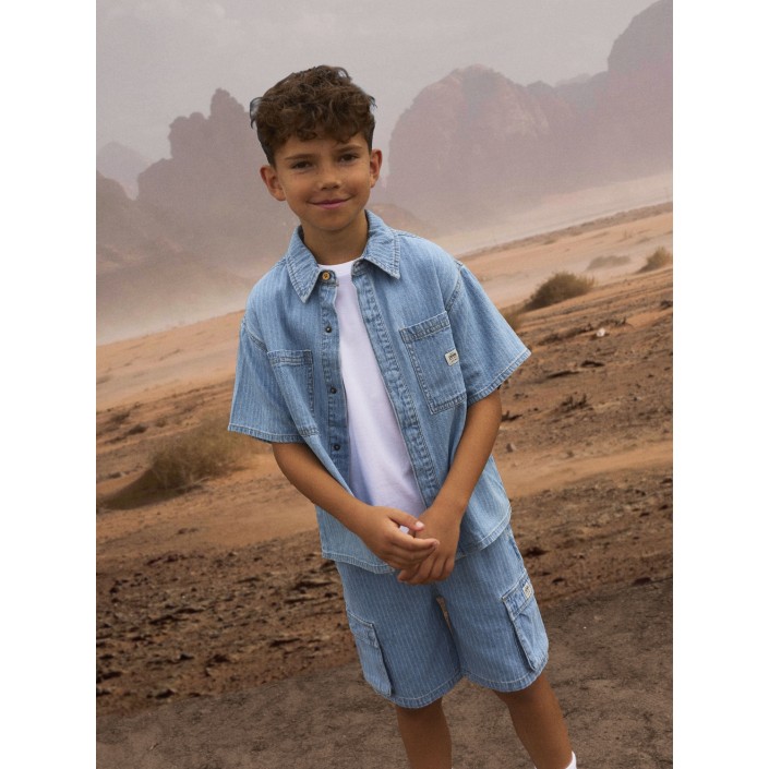 NAME IT KIDS NKMFELIX SS DNM SHIRT 3950-KY H Light Blue Denim/STRIPES | Freewear NKMFELIX SS DNM SHIRT 3950-KY H - www.freewear.nl - Freewear