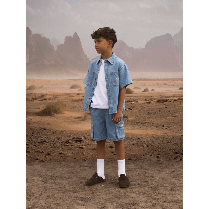 NAME IT KIDS NKMFELIX SS DNM SHIRT 3950-KY H Light Blue Denim/STRIPES | Freewear NKMFELIX SS DNM SHIRT 3950-KY H - www.freewear.nl - Freewear