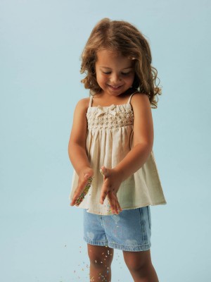 NAME IT MINI NMFJATTI STRAP TOP Bleached Sand | Freewear NMFJATTI STRAP TOP - www.freewear.nl - Freewear