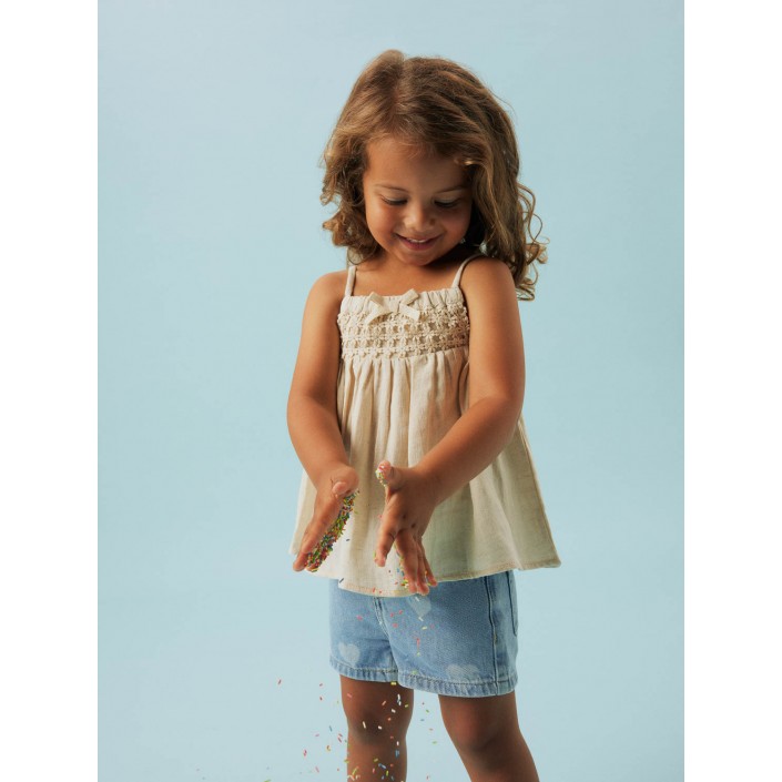 NAME IT MINI NMFJATTI STRAP TOP Bleached Sand | Freewear NMFJATTI STRAP TOP - www.freewear.nl - Freewear