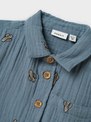 NAME IT MINI NMMJOSHUA NREG SS SHIRT Blue Mirage | Freewear NMMJOSHUA NREG SS SHIRT - www.freewear.nl - Freewear