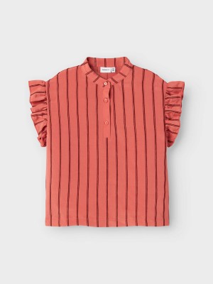 NAME IT KIDS NKFHEIK SL TOP Spiced Coral/MADDER BROWN | Freewear NKFHEIK SL TOP - www.freewear.nl - Freewear