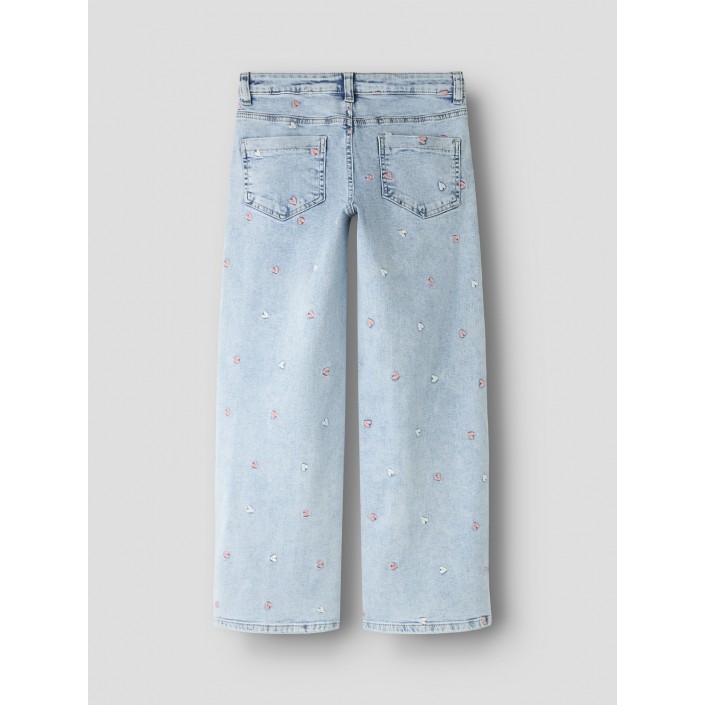 NAME IT KIDS NKFROSE WIDE EMB JEANS 2010-FR NOOS Light Blue Bleached Denim/HEART | Freewear NKFROSE WIDE EMB JEANS 2010-FR NOOS - www.freewear.nl - Freewear