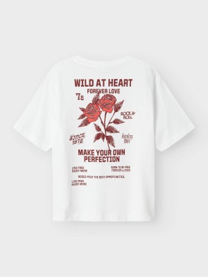NAME IT KIDS NKFHOMINU SS NREG TOP BOX Bright White/WILD HEART | Freewear NKFHOMINU SS NREG TOP BOX - www.freewear.nl - Freewear