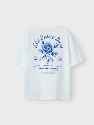 NAME IT KIDS NKFHOMINU SS NREG TOP BOX Bright White/DESIRE DAYS | Freewear NKFHOMINU SS NREG TOP BOX - www.freewear.nl - Freewear