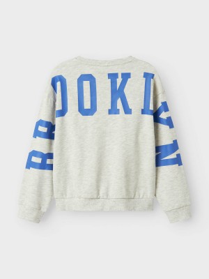 NAME IT KIDS NKFNEVEA RLX SWEAT BRU Light Grey Melange | Freewear NKFNEVEA RLX SWEAT BRU - www.freewear.nl - Freewear