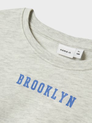 NAME IT KIDS NKFNEVEA RLX SWEAT BRU Light Grey Melange | Freewear NKFNEVEA RLX SWEAT BRU - www.freewear.nl - Freewear