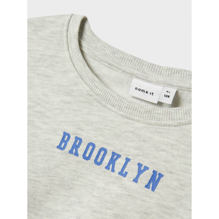 NAME IT KIDS NKFNEVEA RLX SWEAT BRU Light Grey Melange | Freewear NKFNEVEA RLX SWEAT BRU - www.freewear.nl - Freewear