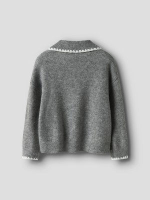 NAME IT MINI NMFRIKASA LS KNIT POLO Grey Melange | Freewear NMFRIKASA LS KNIT POLO - www.freewear.nl - Freewear
