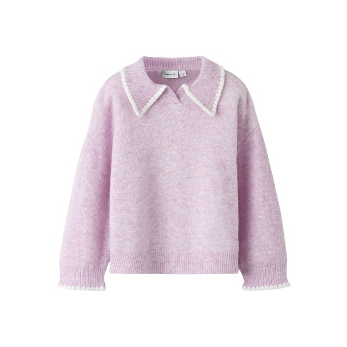 NAME IT MINI NMFRIKASA LS KNIT POLO Keepsake Lilac | Freewear NMFRIKASA LS KNIT POLO - www.freewear.nl - Freewear