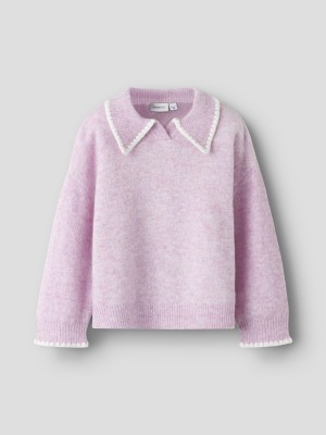 NAME IT MINI NMFRIKASA LS KNIT POLO Keepsake Lilac | Freewear NMFRIKASA LS KNIT POLO - www.freewear.nl - Freewear