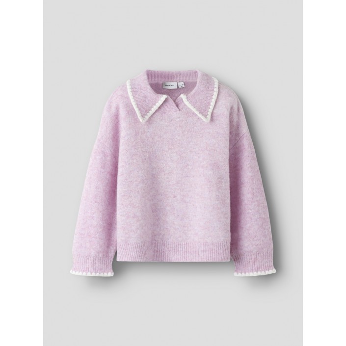NAME IT MINI NMFRIKASA LS KNIT POLO Keepsake Lilac | Freewear NMFRIKASA LS KNIT POLO - www.freewear.nl - Freewear