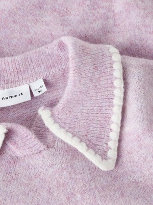 NAME IT MINI NMFRIKASA LS KNIT POLO Keepsake Lilac | Freewear NMFRIKASA LS KNIT POLO - www.freewear.nl - Freewear