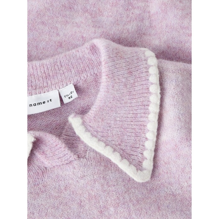 NAME IT MINI NMFRIKASA LS KNIT POLO Keepsake Lilac | Freewear NMFRIKASA LS KNIT POLO - www.freewear.nl - Freewear