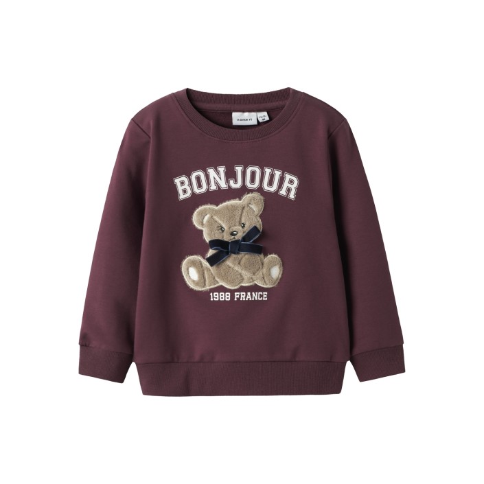 NAME IT MINI NMFREAR LS SWEAT BRU Burgundy | Freewear NMFREAR LS SWEAT BRU - www.freewear.nl - Freewear