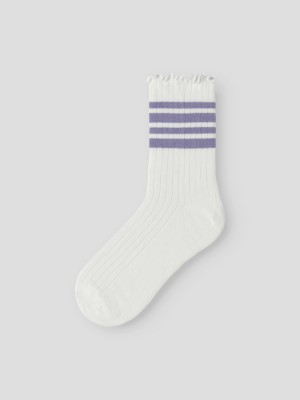 NAME IT KIDS NKFSILLE STRIPE SOCK Cloud Dancer/Lavender Violet | Freewear NKFSILLE STRIPE SOCK - www.freewear.nl - Freewear