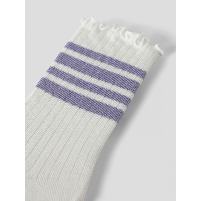 NAME IT KIDS NKFSILLE STRIPE SOCK Cloud Dancer/Lavender Violet | Freewear NKFSILLE STRIPE SOCK - www.freewear.nl - Freewear