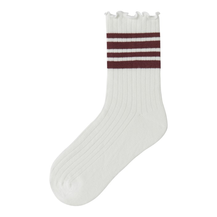 NAME IT KIDS NKFSILLE STRIPE SOCK Cloud Dancer/Oxblood Red | Freewear NKFSILLE STRIPE SOCK - www.freewear.nl - Freewear