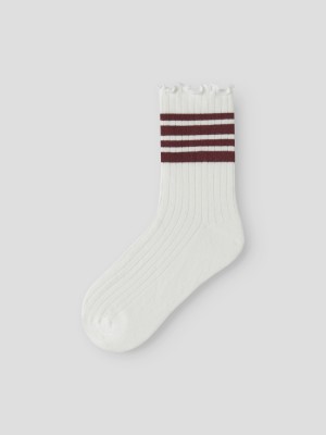 NAME IT KIDS NKFSILLE STRIPE SOCK Cloud Dancer/Oxblood Red | Freewear NKFSILLE STRIPE SOCK - www.freewear.nl - Freewear