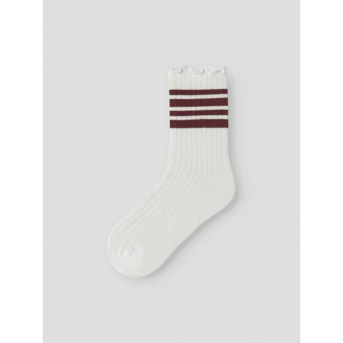 NAME IT KIDS NKFSILLE STRIPE SOCK Cloud Dancer/Oxblood Red | Freewear NKFSILLE STRIPE SOCK - www.freewear.nl - Freewear