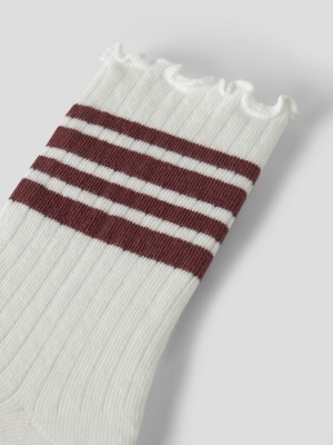 NAME IT KIDS NKFSILLE STRIPE SOCK Cloud Dancer/Oxblood Red | Freewear NKFSILLE STRIPE SOCK - www.freewear.nl - Freewear
