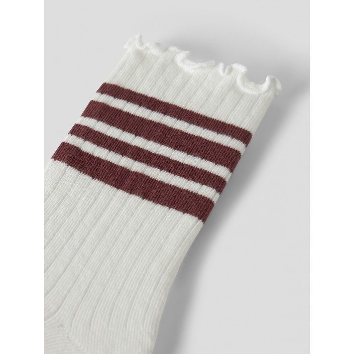 NAME IT KIDS NKFSILLE STRIPE SOCK Cloud Dancer/Oxblood Red | Freewear NKFSILLE STRIPE SOCK - www.freewear.nl - Freewear