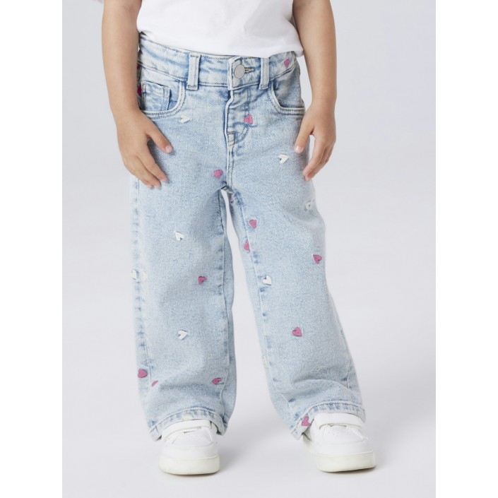 NAME IT MINI NMFROSE WIDE EMB JEANS 2633-FR NOOS Light Blue Bleached Denim | Freewear NMFROSE WIDE EMB JEANS 2633-FR NOOS - www.freewear.nl - Freewear
