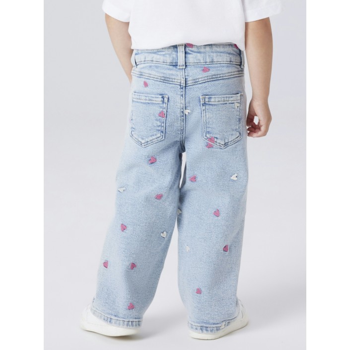 NAME IT MINI NMFROSE WIDE EMB JEANS 2633-FR NOOS Light Blue Bleached Denim | Freewear NMFROSE WIDE EMB JEANS 2633-FR NOOS - www.freewear.nl - Freewear