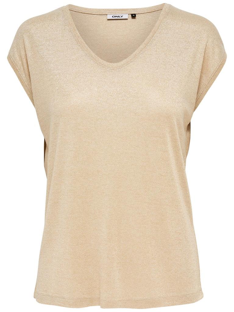 Only Onlsilvery S s V Neck Lurex Top Jrs