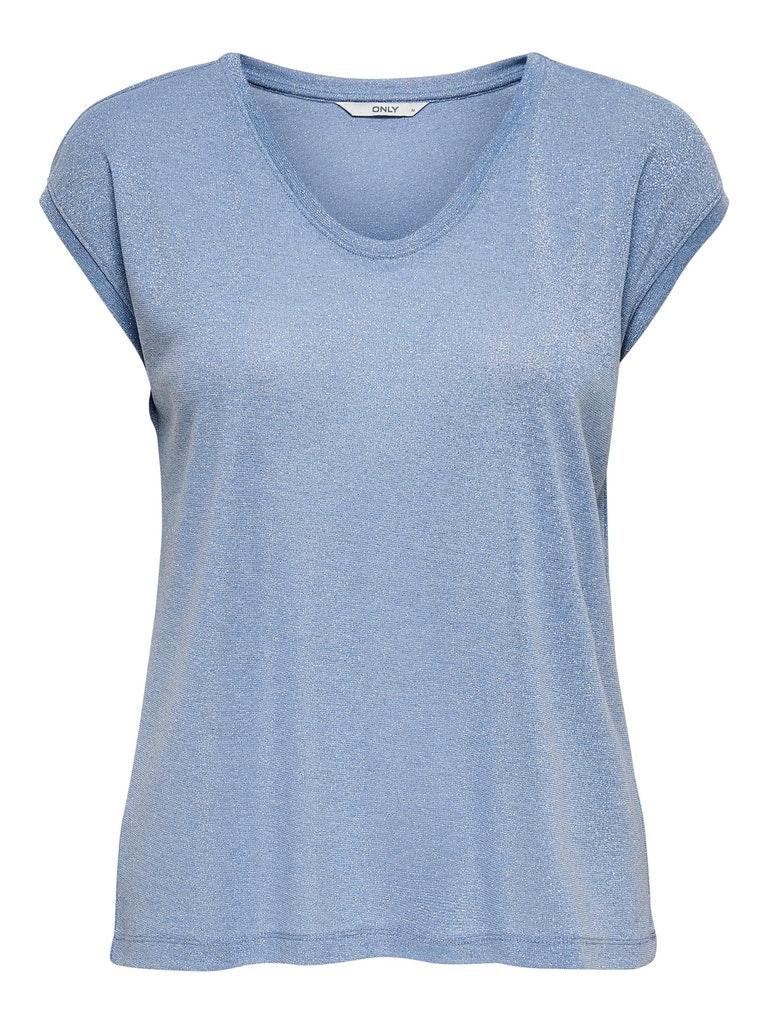 Only Onlsilvery S s V Neck Lurex Top Jrs