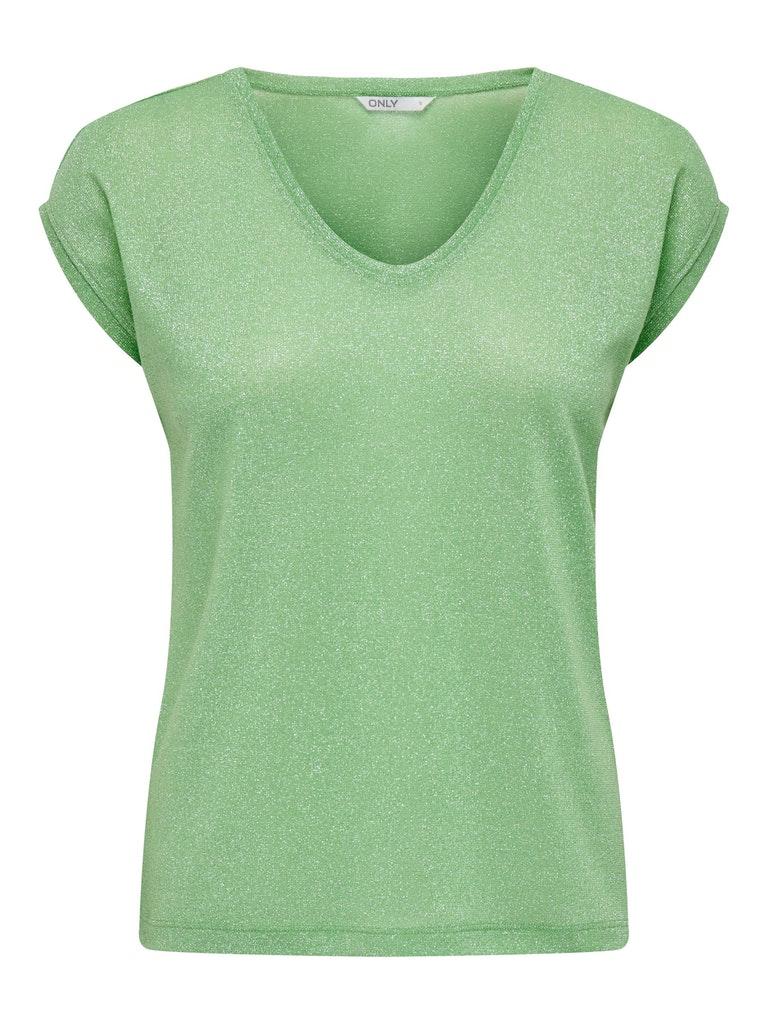 ONLY ONLSILVERY S/S V NECK LUREX TOP JRS NOOS Dames Top - Maat M