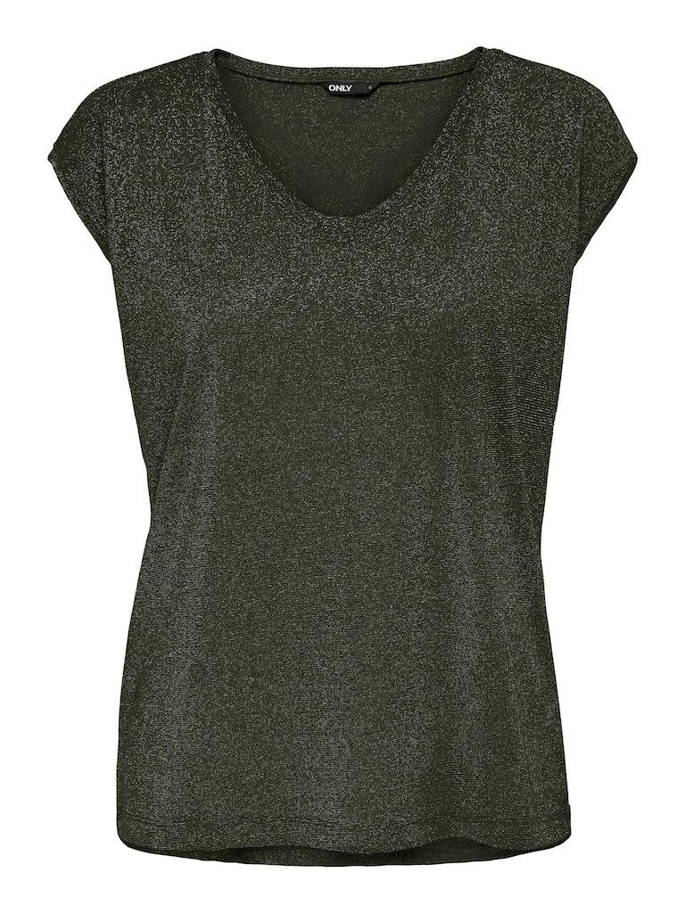 ONLY ONLSILVERY S/S V NECK LUREX TOP JRS NOOS Dames Top - Maat XS