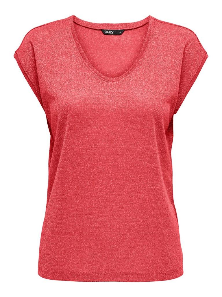 Only Onlsilvery S s V Neck Lurex Top Jrs