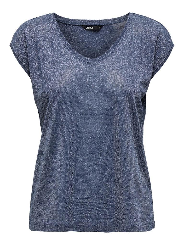 ONLY ONLSILVERY S/S V NECK LUREX TOP JRS NOOS Dames Top - Maat L