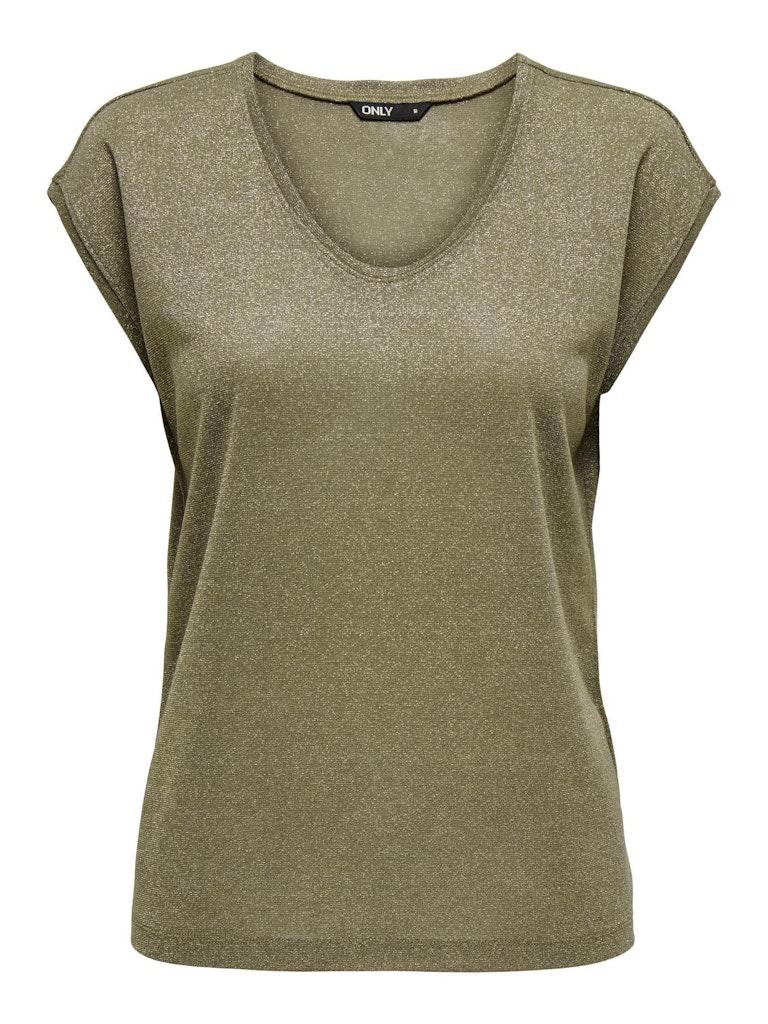 ONLY ONLSILVERY S/S V NECK LUREX TOP JRS NOOS Dames Top - Maat XS