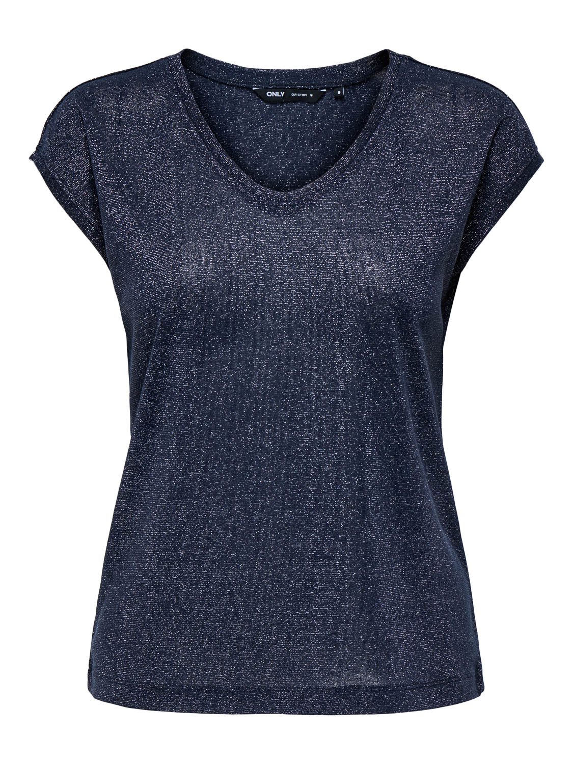 Only Onlsilvery S/s V Neck Lurex Top Jrs: