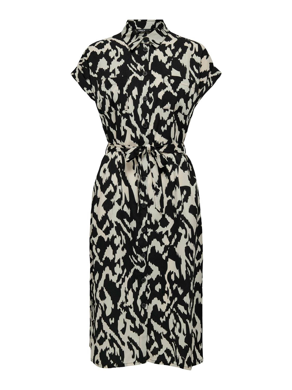 Only Jurk Onlhannover S/s Shirt Dress Noos Wv 15191953 Birch/black Grap Dames Maat - 36