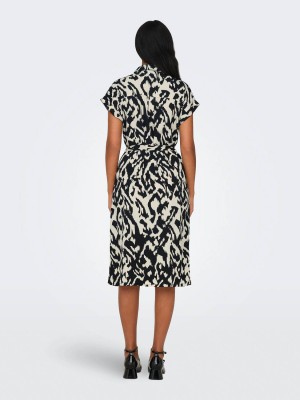 Only ONLHANNOVER S/S SHIRT DRESS NOOS WV: Birch/BLACK GRAPHIC | Freewear ONLHANNOVER S/S SHIRT DRESS NOOS WV: - www.freewear.nl - Freewear
