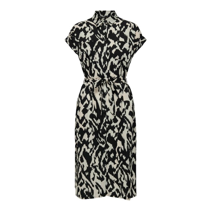 Only ONLHANNOVER S/S SHIRT DRESS NOOS WV: Birch/BLACK GRAPHIC | Freewear ONLHANNOVER S/S SHIRT DRESS NOOS WV: - www.freewear.nl - Freewear