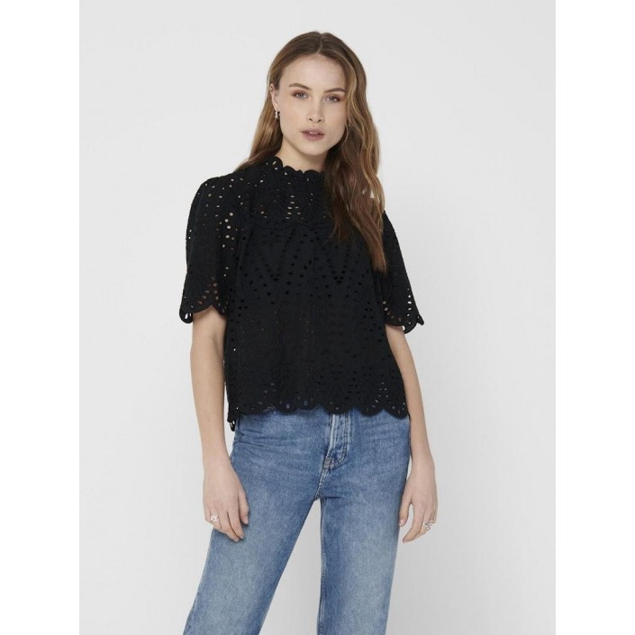 Only ONLNYLA LIFE SS ANGLAISE TOP WVN Black | Freewear ONLNYLA LIFE SS ANGLAISE TOP WVN - www.freewear.nl - Freewear
