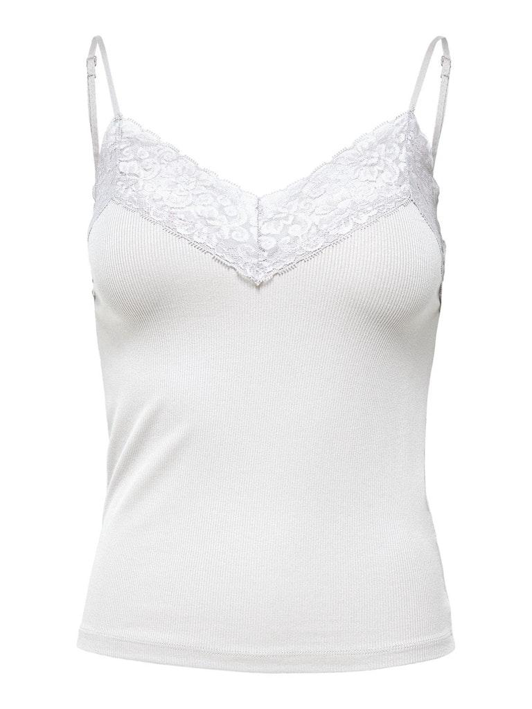 Only Top Onltilde Rib Lace Singlet Jrs 15203792 White Dames Maat - S
