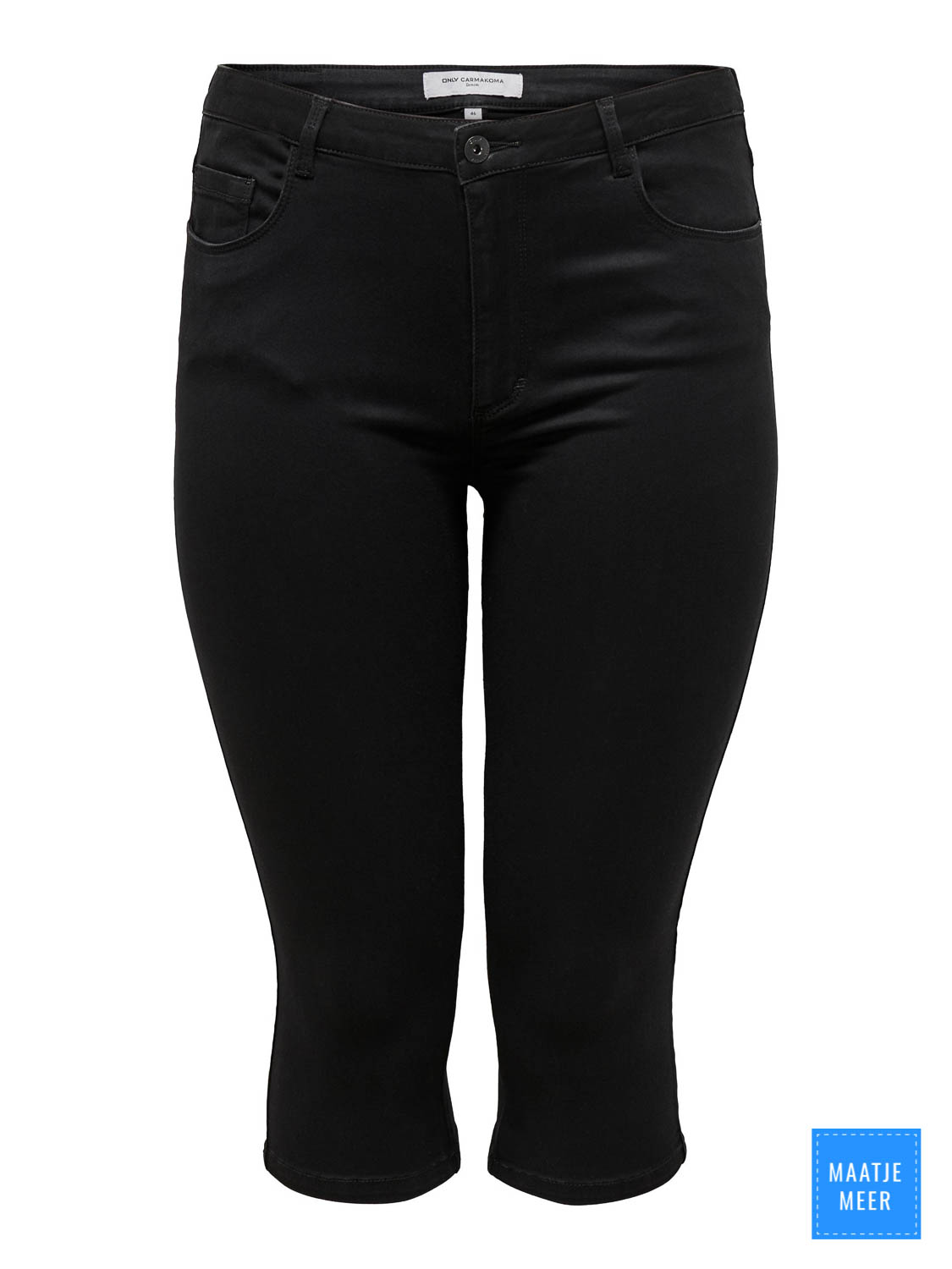 ONLY CARMAKOMA CARAUGUSTA HW SKINNY DNM KNICKERS BLACK Dames Broek  - Maat 46