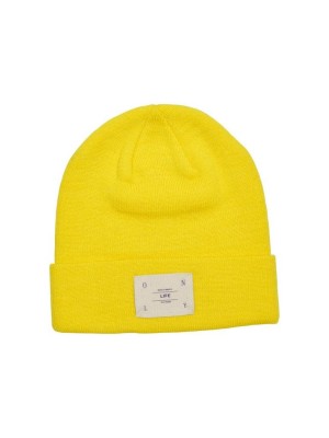 Only ONLLIV LIFE BASIC BEANIE CC Maize/W PATCH | Freewear ONLLIV LIFE BASIC BEANIE CC - www.freewear.nl - Freewear