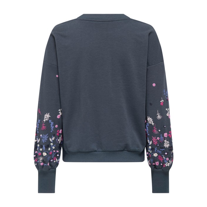 Only ONLBROOKE L/S O-NECK FLOWER SWT NOO: Ombre Blue/SLEEVE FLOWER PRINT | Freewear ONLBROOKE L/S O-NECK FLOWER SWT NOO: - www.freewear.nl - Freewear