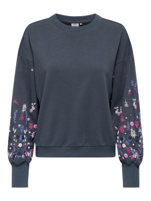 Only ONLBROOKE L/S O-NECK FLOWER SWT NOO: Ombre Blue/SLEEVE FLOWER PRINT | Freewear ONLBROOKE L/S O-NECK FLOWER SWT NOO: - www.freewear.nl - Freewear