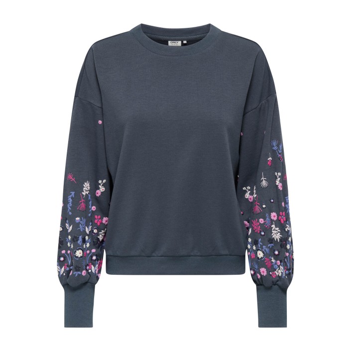 Only ONLBROOKE L/S O-NECK FLOWER SWT NOO: Ombre Blue/SLEEVE FLOWER PRINT | Freewear ONLBROOKE L/S O-NECK FLOWER SWT NOO: - www.freewear.nl - Freewear