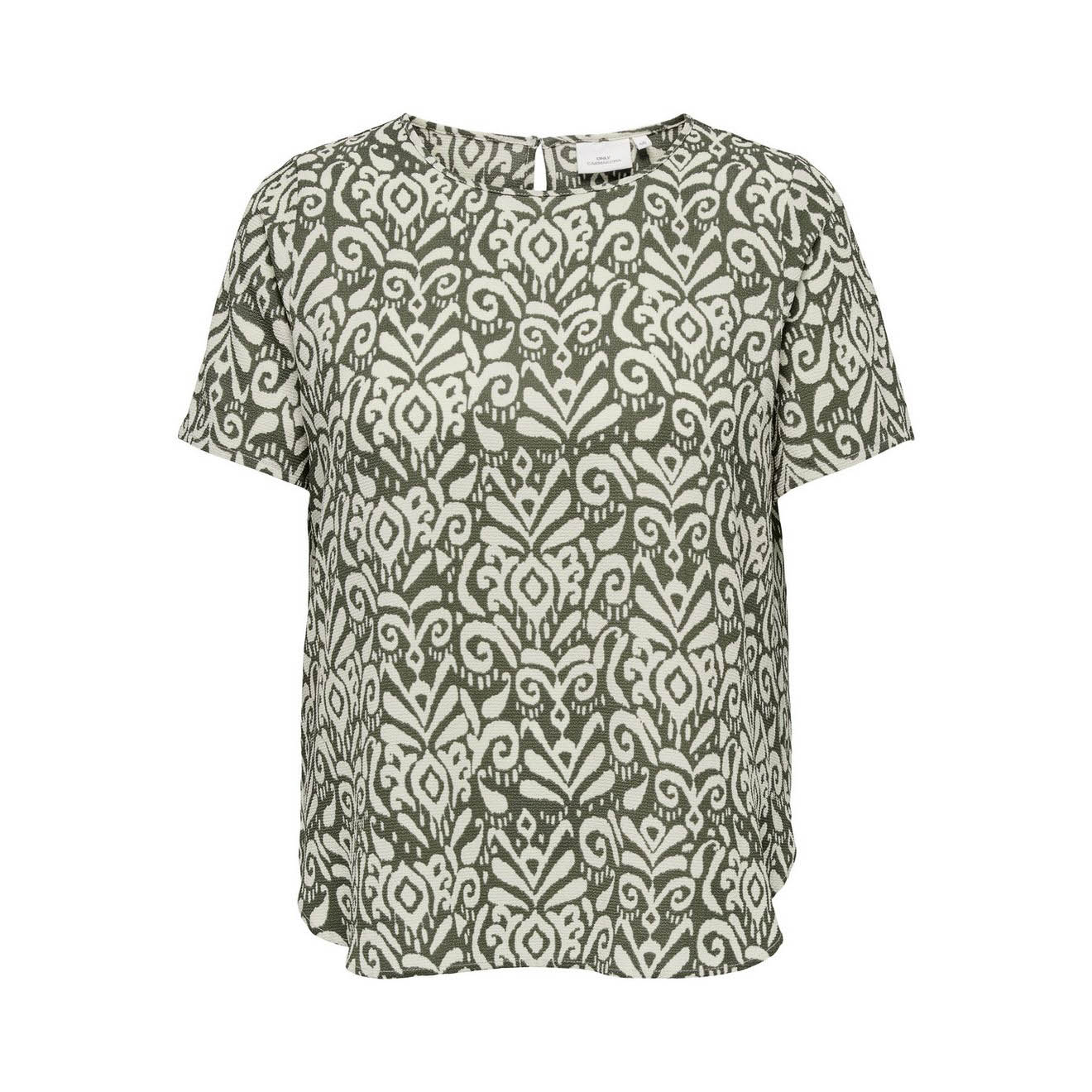 ONLY CARMAKOMA CARVICA LIFE SS TOP WVN NOOS Dames Top - Tarmac Kaja Graphic