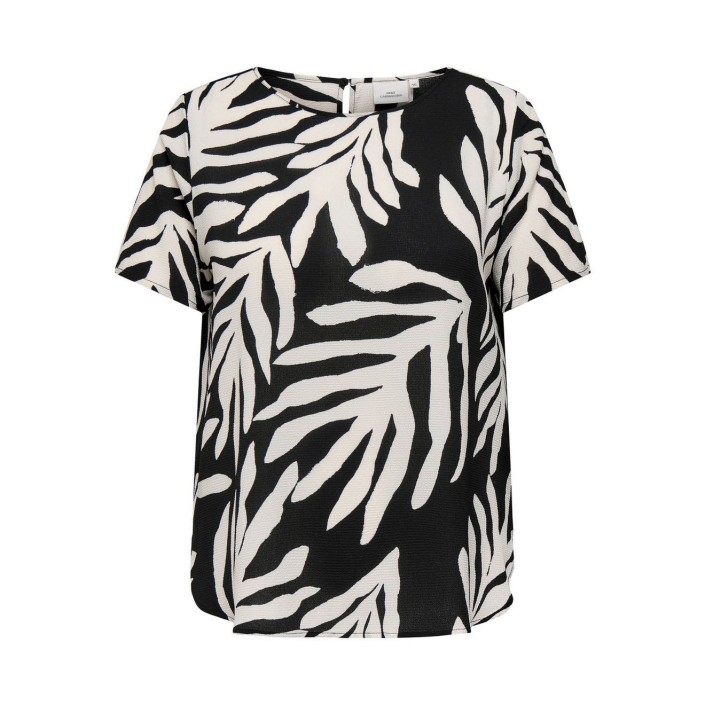 Carmakoma CARVICA SS AOP TOP NOOS Black/UPSCALED PALM | Freewear CARVICA SS AOP TOP NOOS - www.freewear.nl - Freewear