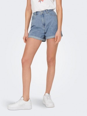 Only ONLVEGA HW MOM DNM SHORTS NOOS Light Blue Denim | Freewear ONLVEGA HW MOM DNM SHORTS NOOS - www.freewear.nl - Freewear